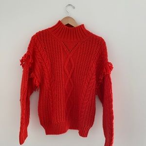Red Cable Knit Mango Sweater